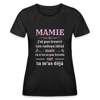 mamie tu mas deja humour fete des grands meres - T-shirt sport Femme - noir - Devant - AI Model Female 172 light (172cm)