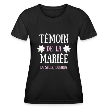 témoin de la mariée humour mariage femme drole - T-shirt sport Femme - noir - Devant - AI Model Female 172 light (172cm)