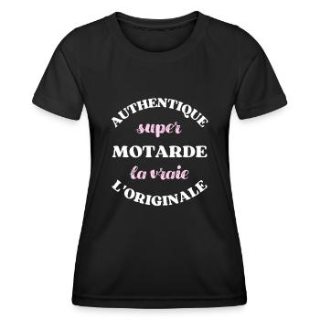 authentique super motarde humour moto femme cadeau - T-shirt sport Femme - noir - Devant - AI Model Female 172 light (172cm)