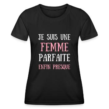 femme parfaite humour saint valentin couple cadeau - T-shirt sport Femme - noir - Devant - AI Model Female 172 light (172cm)