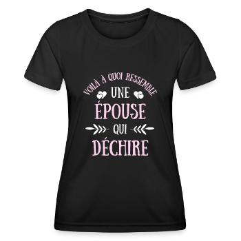 épouse qui déchire humour couple mariage femme - T-shirt sport Femme - noir - Devant - AI Model Female 172 light (172cm)