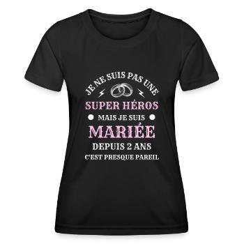 2 ans de mariage femme humour mariée idée cadeau - T-shirt sport Femme - noir - Devant - AI Model Female 172 light (172cm)