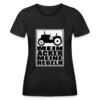 Mein Acker meine Regeln. Landwirtschaft Bauer - Frauen Funktions-T-Shirt - Schwarz - Vorne - AI Model Female 172 light (172cm)