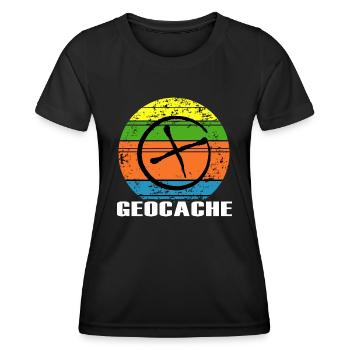 geocache schnitzeljagd outdoor-life geocache - Frauen Funktions-T-Shirt - Schwarz - Vorne - AI Model Female 172 light (172cm)