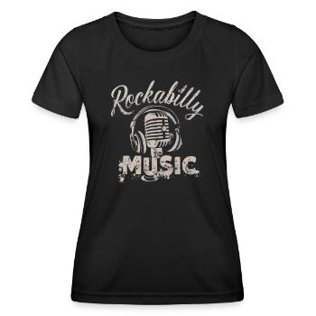 Rockabilly Music Old School Mikrofon Vintage Retro - Frauen Funktions-T-Shirt - Schwarz - Vorne - AI Model Female 172 light (172cm)