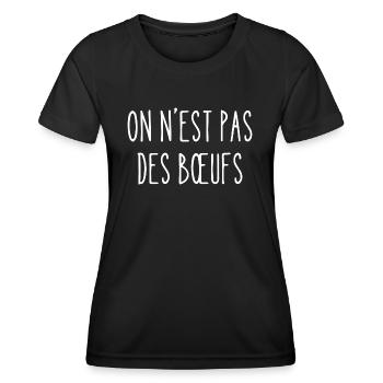 on n'est pas des bœufs - T-shirt sport Femme - noir - Devant - AI Model Female 172 light (172cm)