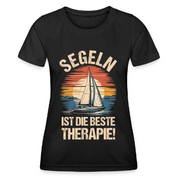Segeln Therapie Retro Segelboot Skipper Segler - Frauen Funktions-T-Shirt - Schwarz - Vorne - AI Model Female 172 light (172cm)