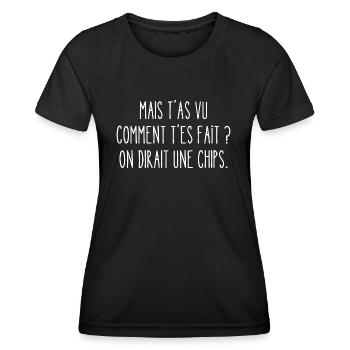 mais t'as vu comment t'es fait ? - T-shirt sport Femme - noir - Devant - AI Model Female 172 light (172cm)