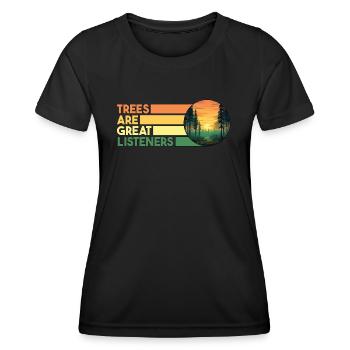 Trees Hold Mouth Funny Sayings Nature T-Shirt - Women's Functional T-Shirt - black - Front - AI Model Female 172 light (172cm)