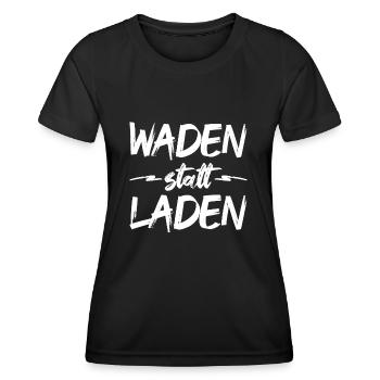 Waden statt Laden Fahrrad E-Bike Spruch Shirt - Frauen Funktions-T-Shirt - Schwarz - Vorne - AI Model Female 172 light (172cm)
