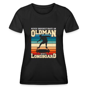 Longboard - Frauen Funktions-T-Shirt - Schwarz - Vorne - AI Model Female 172 light (172cm)