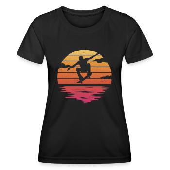 Skateboarding Tricks Skateboard Skater - Frauen Funktions-T-Shirt - Schwarz - Vorne - AI Model Female 172 light (172cm)