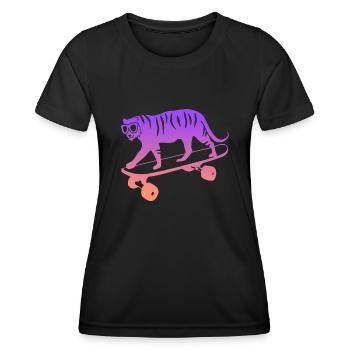 Skateboard Tiger Skater Stunt Skateboarding - Frauen Funktions-T-Shirt - Schwarz - Vorne - AI Model Female 172 light (172cm)