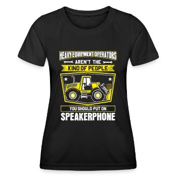 Pelleteur pelleteur routier Heavy Equipment Operator - T-shirt sport Femme - noir - Devant - AI Model Female 172 light (172cm)
