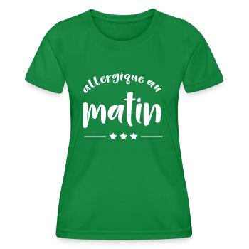 Allergique matin cadeau - T-shirt sport Femme - vert - Devant - AI Model Female 172 dark (172cm)