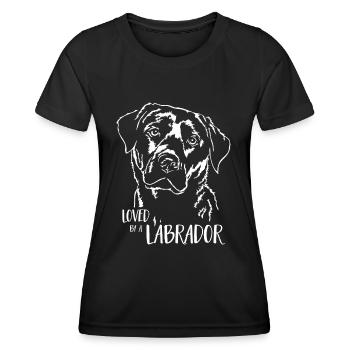 LABRADOR Labbi aimé par un Labrador disant Wilsigns - T-shirt sport Femme - noir - Devant - AI Model Female 172 light (172cm)