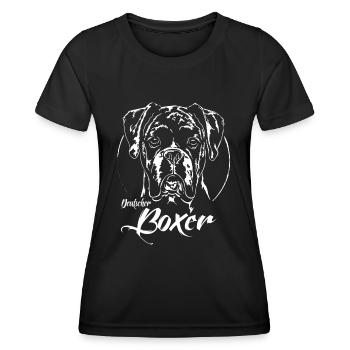 Allemand BOXER Portrait Chiens Chien Wilsigns - T-shirt sport Femme - noir - Devant - AI Model Female 172 light (172cm)