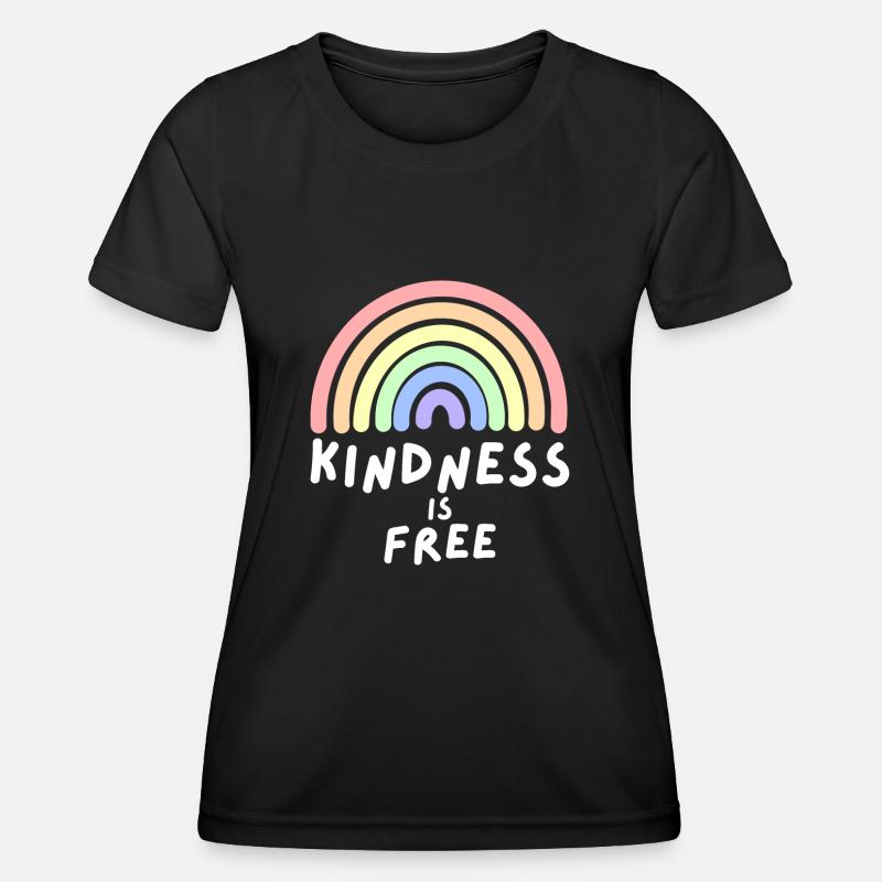 Kindness is Free - Pastel Rainbow Design - Women's Functional T-Shirt - black