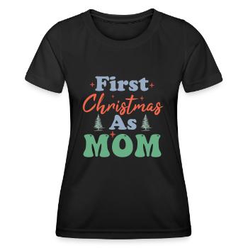 Premier Noël en tant que Maman Erstes Weihnachten als Mama - T-shirt sport Femme - noir - Devant - AI Model Female 172 light (172cm)