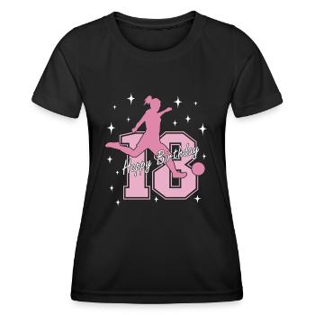 18. Geburtstag Fussball Fussballspielerin - Frauen Funktions-T-Shirt - Schwarz - Vorne - AI Model Female 172 light (172cm)