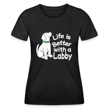Labrador Hund Hundebesitzer Frauchen Herrchen Wau - Frauen Funktions-T-Shirt - Schwarz - Vorne - AI Model Female 172 light (172cm)