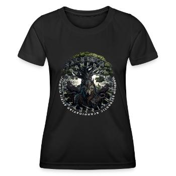 Wikinger Valhalla Wolf Odins - Frauen Funktions-T-Shirt - Schwarz - Vorne - AI Model Female 172 light (172cm)