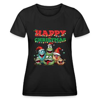 Lustiger Weihnachtsbaum Weihnachtesfamilie - Frauen Funktions-T-Shirt - Schwarz - Vorne - AI Model Female 172 light (172cm)