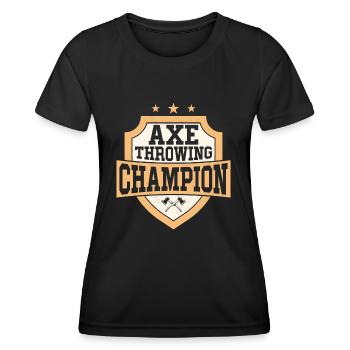 Axe Throwing Champion Hatchet Ax Thrower - Women's Functional T-Shirt - black - Front - AI Model Female 172 light (172cm)