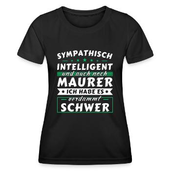 Sympathisch und intelligent - Maurer Edition - Frauen Funktions-T-Shirt - Schwarz - Vorne - AI Model Female 172 light (172cm)