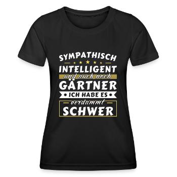 Sympathisch und intelligent - Gärtner Edition - Frauen Funktions-T-Shirt - Schwarz - Vorne - AI Model Female 172 light (172cm)