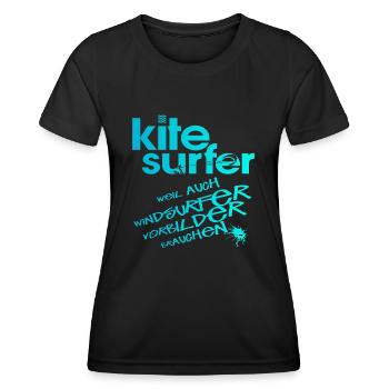 Kitesurfeur vs véliplanchiste - T-shirt sport Femme - noir - Devant - AI Model Female 172 light (172cm)