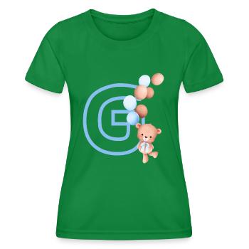 Letter g blue bear - Women's Functional T-Shirt - kelly green - Front - AI Model Female 172 dark (172cm)