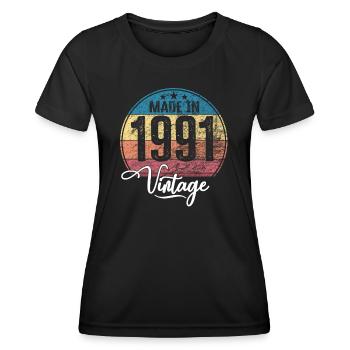Vintage Made in 1991 Geburtsjahr 1991 Geburtstag - Frauen Funktions-T-Shirt - Schwarz - Vorne - AI Model Female 172 light (172cm)