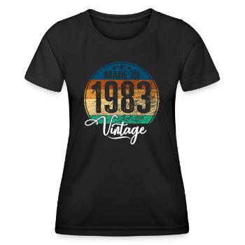 Vintage Made in 1983 Geburtsjahr 1983 Geburtstag - Frauen Funktions-T-Shirt - Schwarz - Vorne - AI Model Female 172 light (172cm)