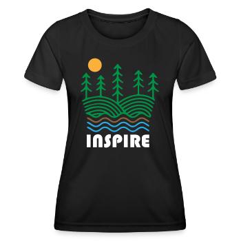 Les arbres, la terre, l’eau, inspirent la nature - T-shirt sport Femme - noir - Devant - AI Model Female 172 light (172cm)