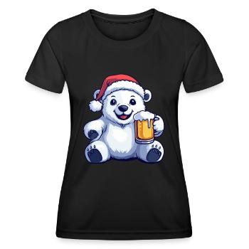 Polar Bear Christmas Beer Funny - Women's Functional T-Shirt - black - Front - AI Model Female 172 light (172cm)
