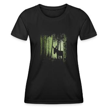 Crépuscule Louche forêt âne mulet silhouette - T-shirt sport Femme - noir - Devant - AI Model Female 172 light (172cm)