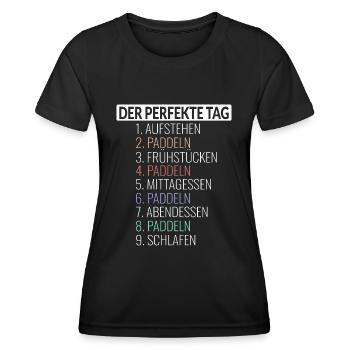 Der Perfekte Tag Paddeln - Frauen Funktions-T-Shirt - Schwarz - Vorne - AI Model Female 172 light (172cm)