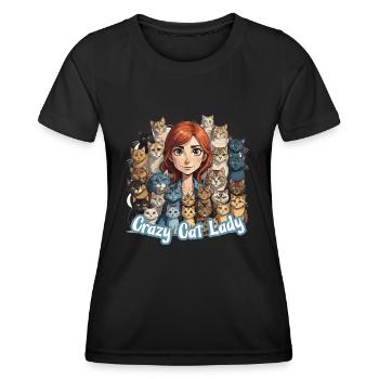 Crazy Cat Lady - Frauen Funktions-T-Shirt - Schwarz - Vorne - AI Model Female 172 light (172cm)