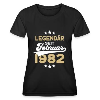 44. GEBURTSTAG LEGENDÄR SEIT FEBRUAR 1982 LEGENDE - Frauen Funktions-T-Shirt - Schwarz - Vorne - AI Model Female 172 light (172cm)