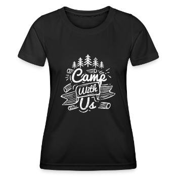 CAMPING CAMP FOREST NATURE TREE SAYING SHIRT GIFT - Women's Functional T-Shirt - black - Front - AI Model Female 172 light (172cm)