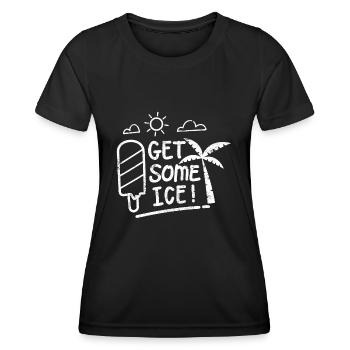 HOLT SICH EIS AM STIEL PALMEN STRAND URLAUB MOTIVE - Frauen Funktions-T-Shirt - Schwarz - Vorne - AI Model Female 172 light (172cm)