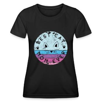MEILLEURS CHATS MAMAN CHAT TOUJOURS DRÔLE EN DISANT DES MOTIFS - T-shirt sport Femme - noir - Devant - AI Model Female 172 light (172cm)
