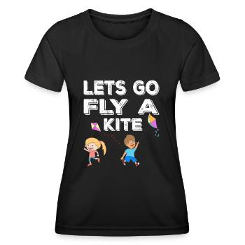 Cerf-volant de sport cerf-volant dans le vent - T-shirt sport Femme - noir - Devant - AI Model Female 172 light (172cm)