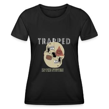 Piégé dans le système - Illuminati Eye - T-shirt sport Femme - noir - Devant - AI Model Female 172 light (172cm)