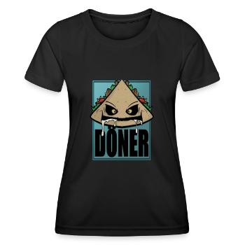 Funny Comic Kebab Kebab Fast Food Snack Fun - Women's Functional T-Shirt - black - Front - AI Model Female 172 light (172cm)