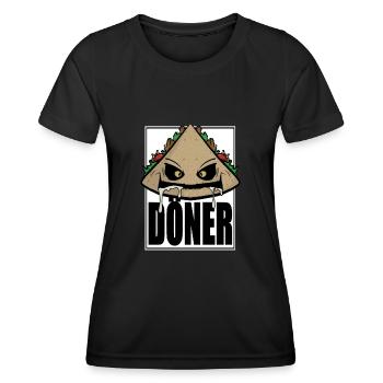 Funny Comic Kebab Kebab Fast Food Snack Fun - Women's Functional T-Shirt - black - Front - AI Model Female 172 light (172cm)