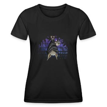 Casual Gothic Bat in Dark Blue Full Moon - Women's Functional T-Shirt - black - Front - AI Model Female 172 light (172cm)