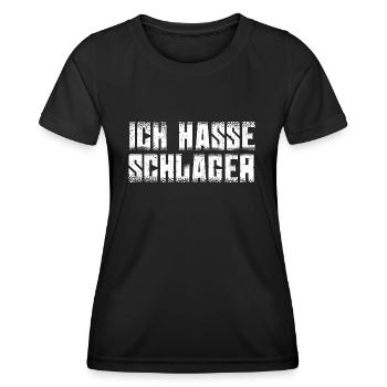 Ich hasse Schlager Schlagermusik Volksmusik - Frauen Funktions-T-Shirt - Schwarz - Vorne - AI Model Female 172 light (172cm)