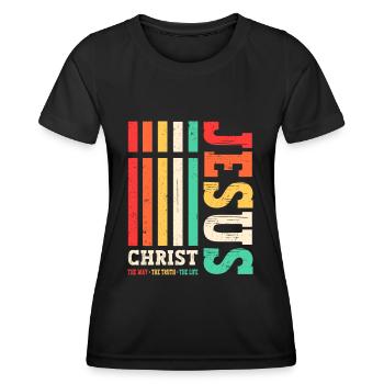 Jésus-Christ Chemise Verset de la Bible Je suis le chemin - T-shirt sport Femme - noir - Devant - AI Model Female 172 light (172cm)